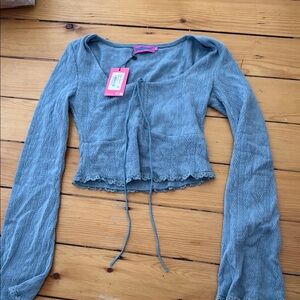 Blue Long Sleeve Lace Top Edikted